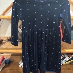 GAP Blue Crew Neck Long Sleeve Velvet Dress